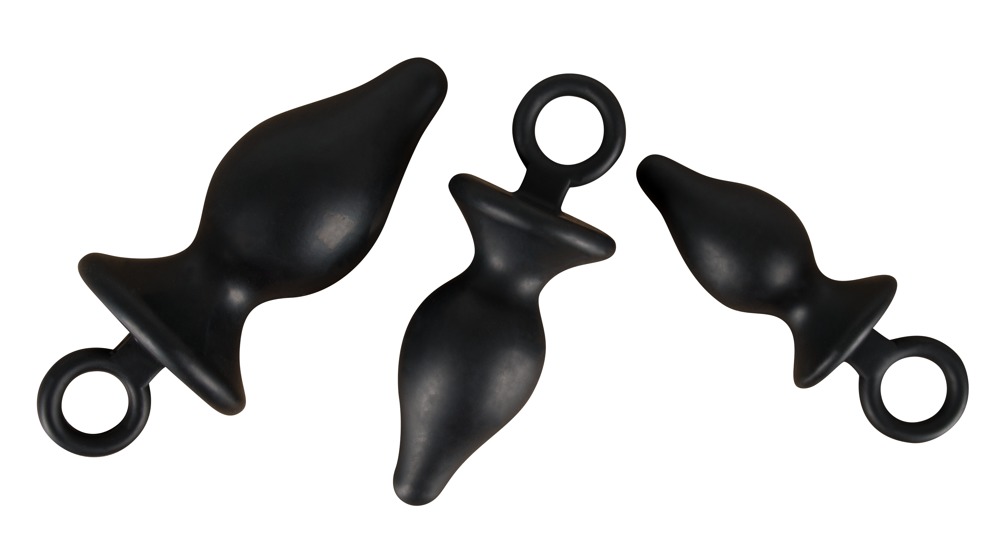 3-teiliges Analplug-Set aus Silikon, mit Rückholring Sex-Spielzeuge online kaufen