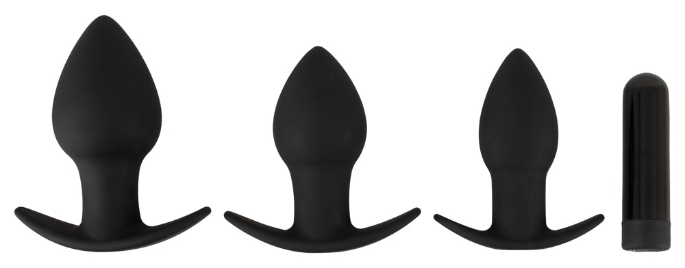 4-teiliges „Butt plug set“ mit 3 Analplugs + 1 Vibrobullet Sex-Spielzeuge online kaufen 4-teiliges „Butt plug set“ mit 3 Analplugs + 1 Vibrobullet Sex-Spielzeuge online kaufen