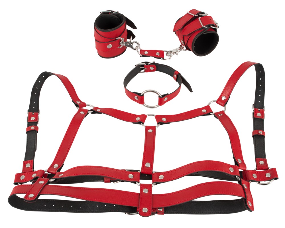 4-teiliges Harness-Set in Leder-Optik Fetisch online kaufen