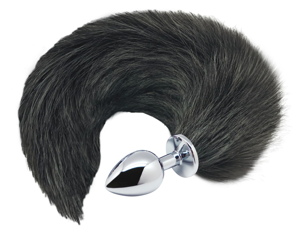 Analplug „Black & White Fox Tail“ aus Metall mit Schweif am Stopper Sex-Spielzeuge online kaufen