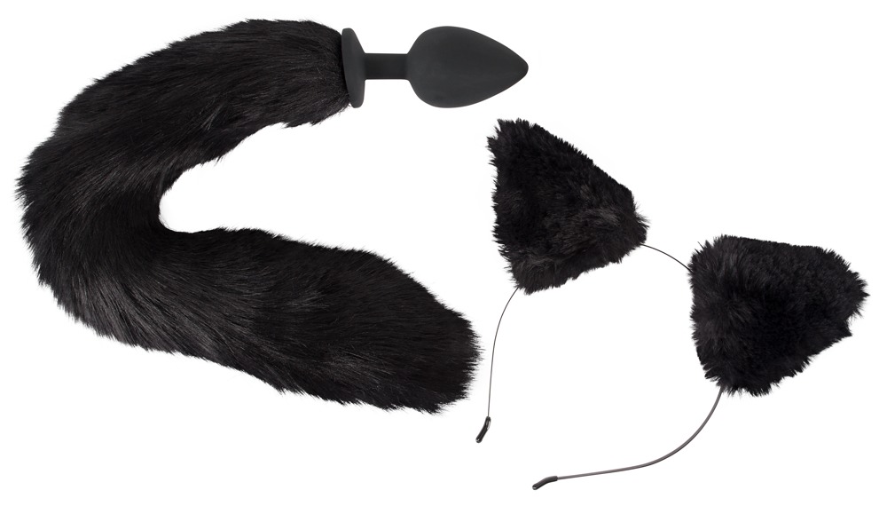 Analplug mit Katzenschwanz plus Haarreifen mit Katzenohren Dessous online kaufen
