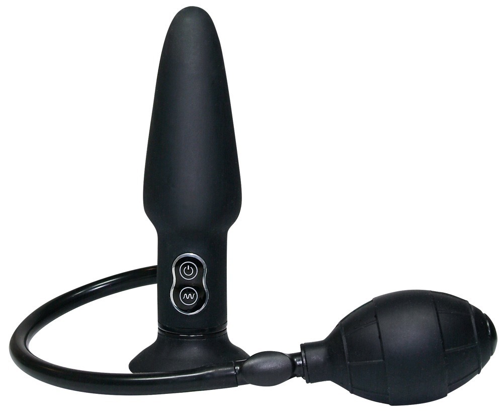 Analplug „True Black Vibrating“ mit Vibration und Pumpball Vibrator online kaufen