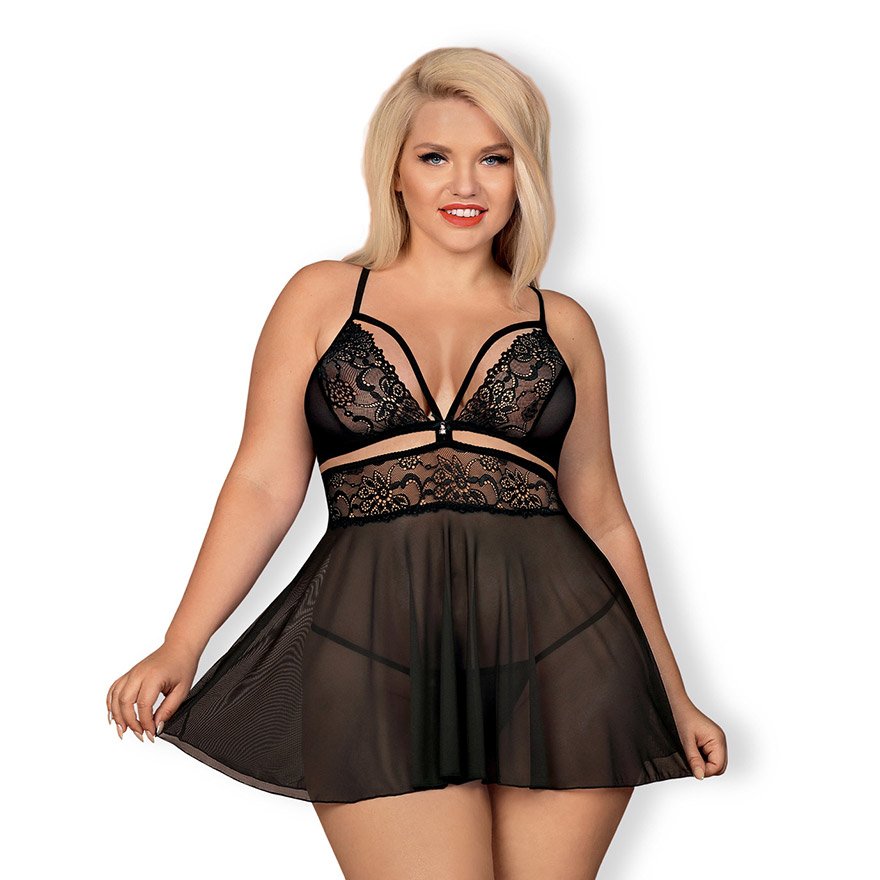 Babydoll & Thong - Size Plus, 2 Teile Dessous online kaufen Babydoll & Thong - Size Plus, 2 Teile Dessous online kaufen