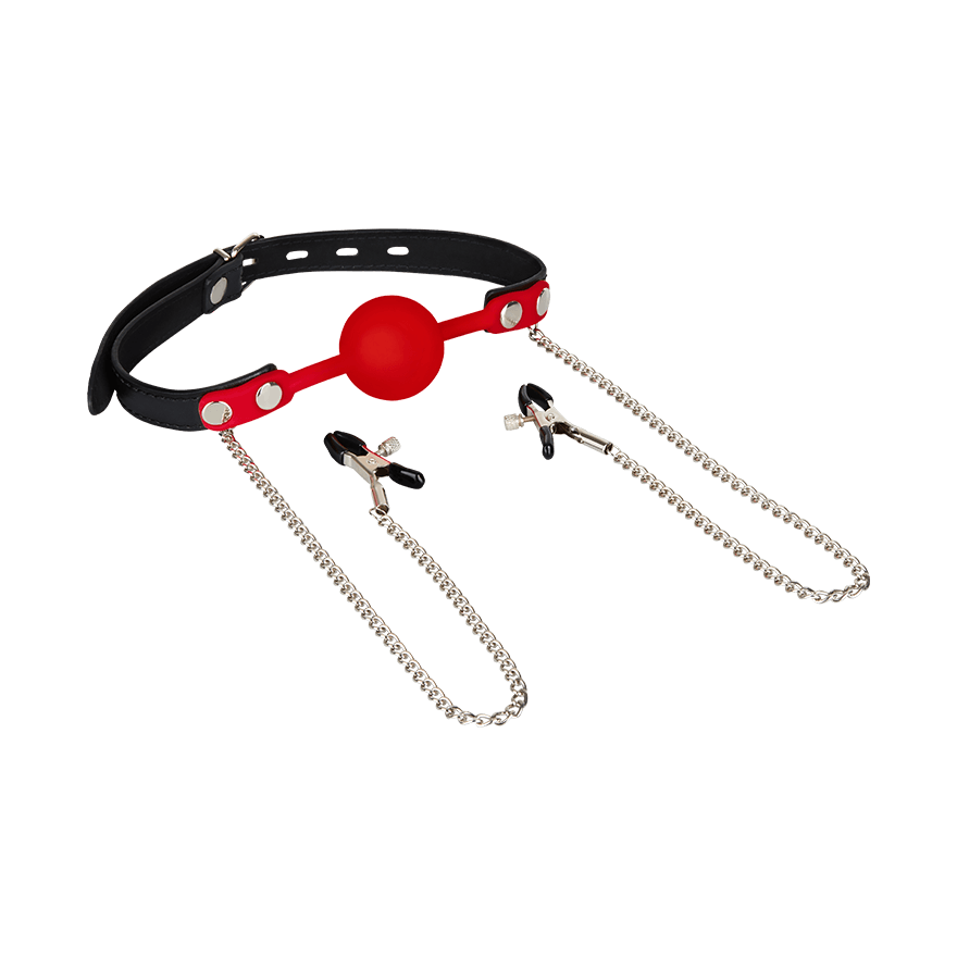 Ballknebel mit Nippelklemmen BDSM online kaufen Ballknebel mit Nippelklemmen BDSM online kaufen