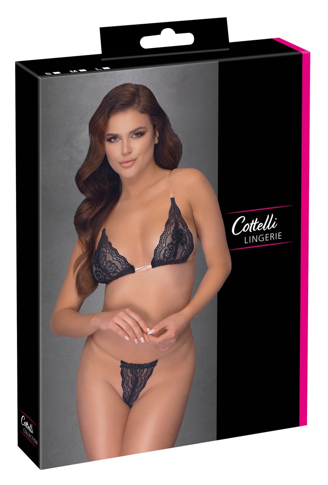 BH plus String aus Spitze mit durchsichtigen Bändern Dessous online kaufen BH plus String aus Spitze mit durchsichtigen Bändern Dessous online kaufen