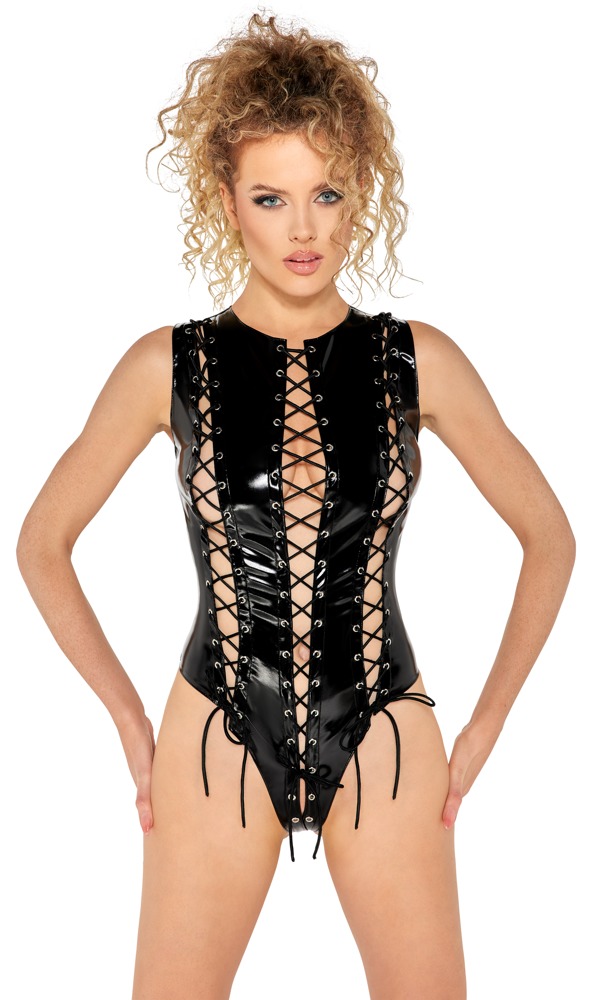 Body aus Lack mit 3 variablen Front-Schnürungen Dessous online kaufen Body aus Lack mit 3 variablen Front-Schnürungen Dessous online kaufen