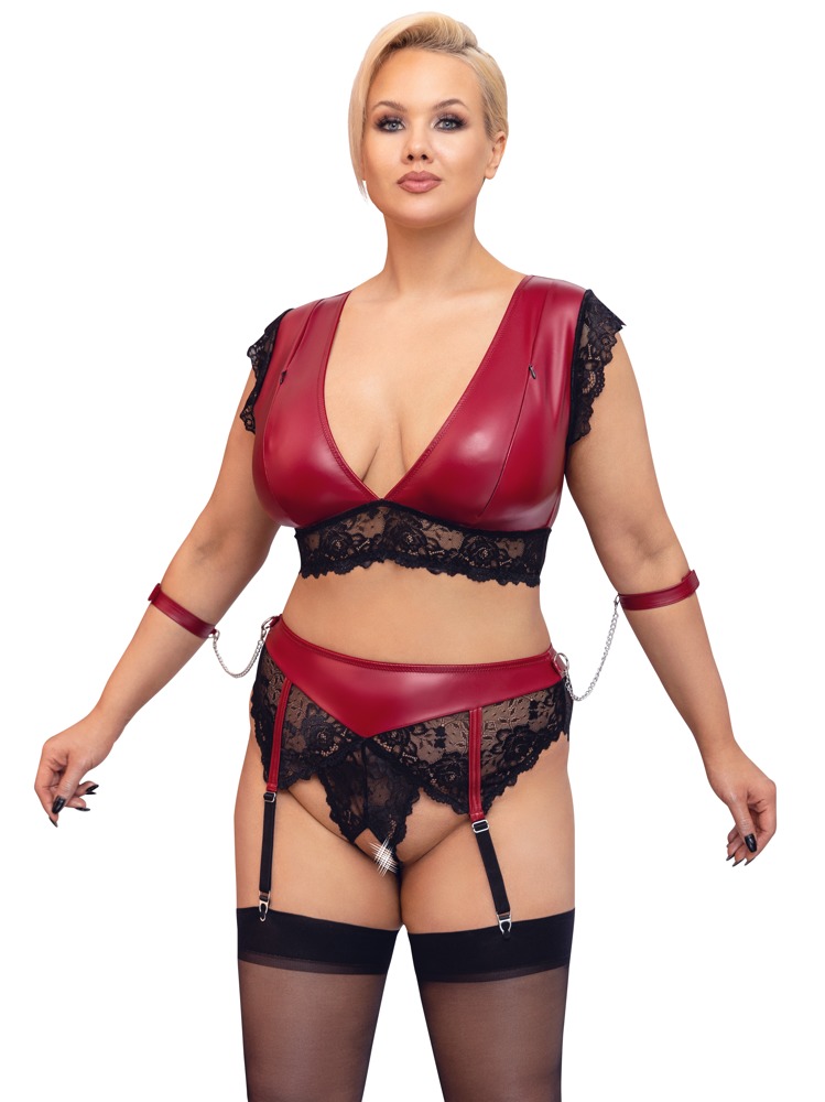 Bralette plus Straps-String ouvert im edlen Mattlook mit Spitze Dessous online kaufen Bralette plus Straps-String ouvert im edlen Mattlook mit Spitze Dessous online kaufen