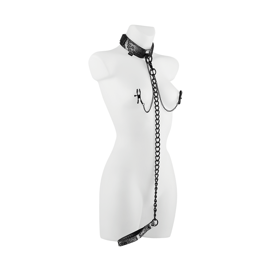 Collar with Leash and Nipple Clamps, 4 Teile Dessous online kaufen
