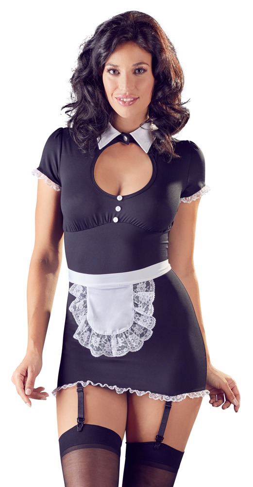 Dienstmädchen-Kleid mit Strapsen und Schürze zum Binden Dessous online kaufen