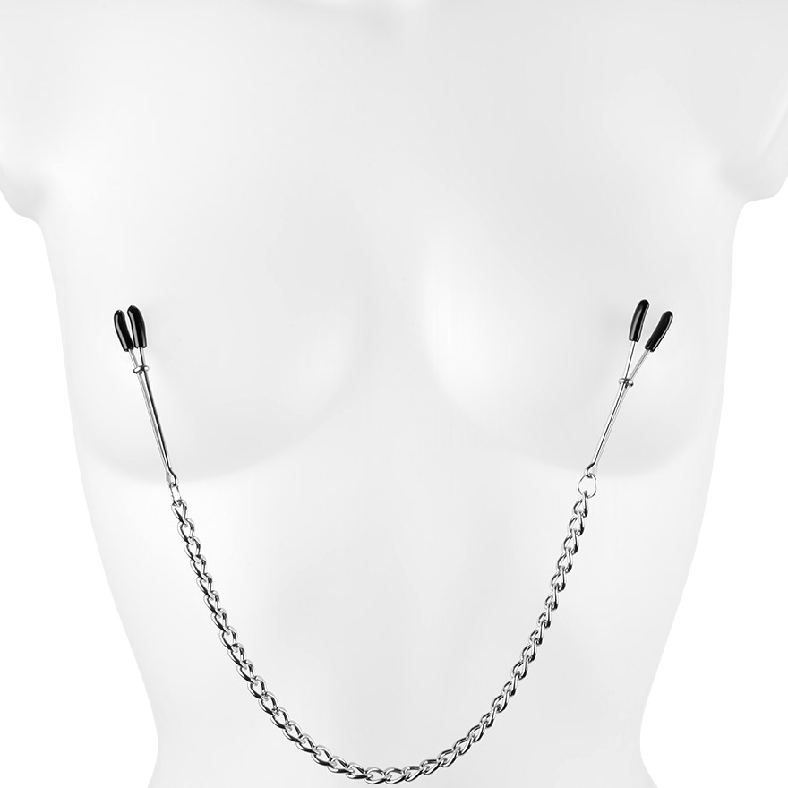 Gummierte Nippelklemme mit Kette BDSM online kaufen