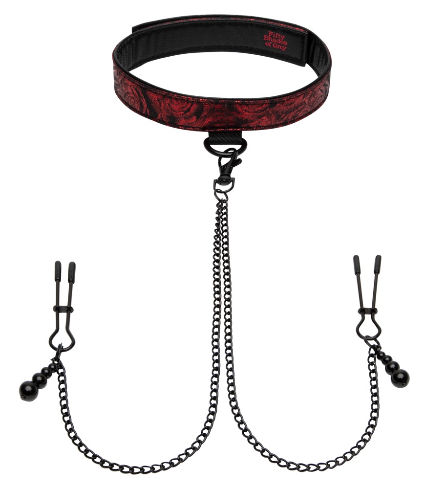 Halsfessel mit Nippelklemmen „Sweet Anticipation Collar Nipple Clamps“, verstellbar Fetisch online kaufen Halsfessel mit Nippelklemmen „Sweet Anticipation Collar Nipple Clamps“, verstellbar Fetisch online kaufen