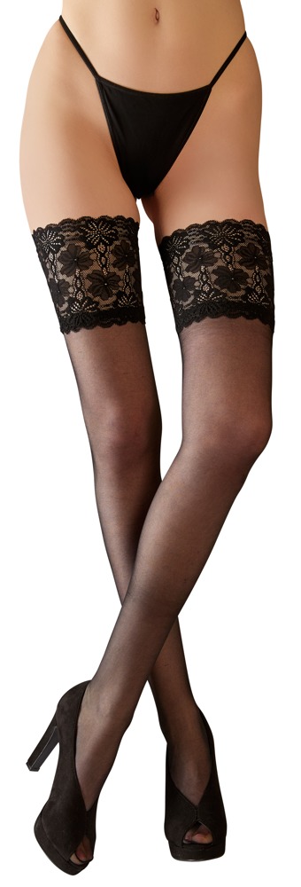 Halterlose Strümpfe mit breitem Spitzenabschluss Dessous online kaufen