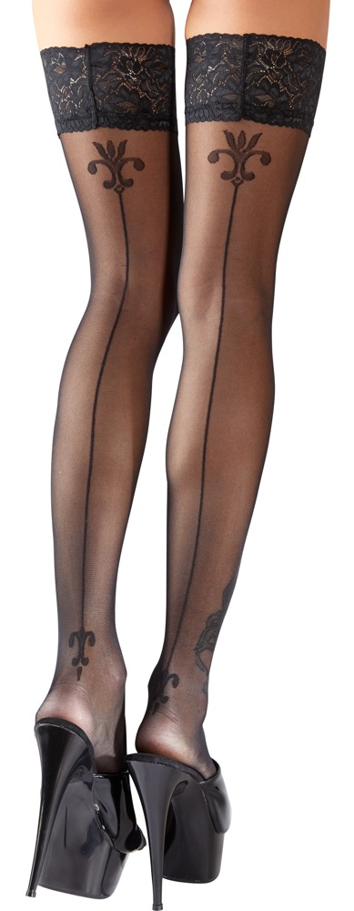Halterlose Strümpfe mit Lilien-Ziernaht Dessous online kaufen