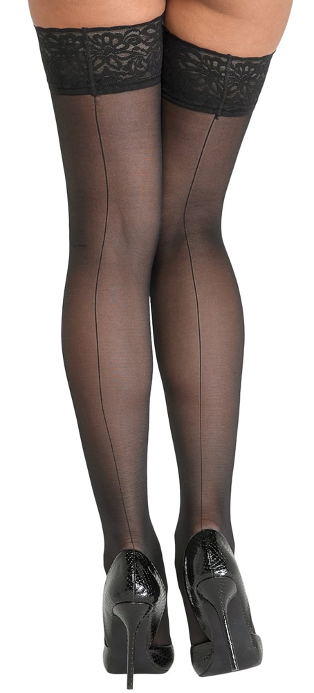 Halterlose Strümpfe mit Naht hinten und 8-cm-Spitzenabschluss, Oeko-Tex zertifiziert Dessous online kaufen