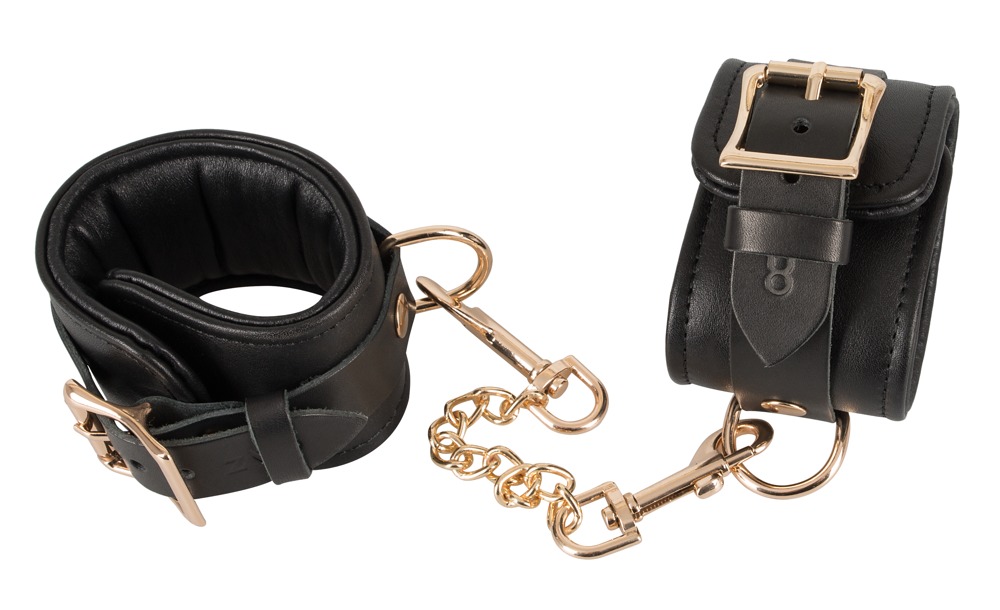 Handfessel aus Leder mit Gold-Details Fetisch online kaufen