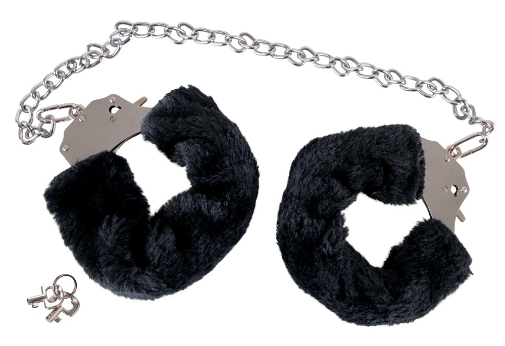 Handschellen „the bigger handcuffs“ mit Plüsch und langer Kette Fetisch online kaufen