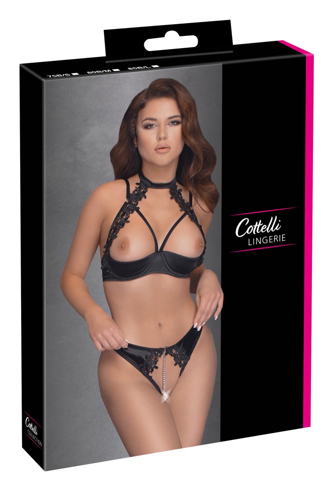 Hebe-BH plus String ouvert mit floraler Stickerei-Verzierung Dessous online kaufen Hebe-BH plus String ouvert mit floraler Stickerei-Verzierung Dessous online kaufen