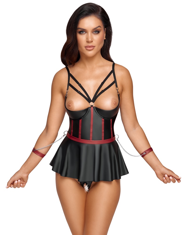 Hebe plus String ouvert, mit abnehmbaren Handfesseln Dessous online kaufen