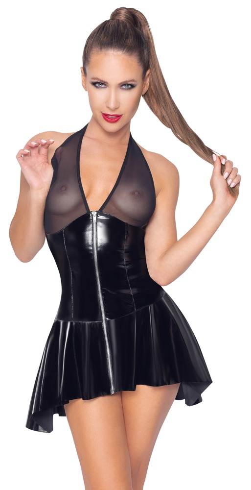 Kleid aus Lack mit Powernet-Cups und -Neckholder Dessous online kaufen