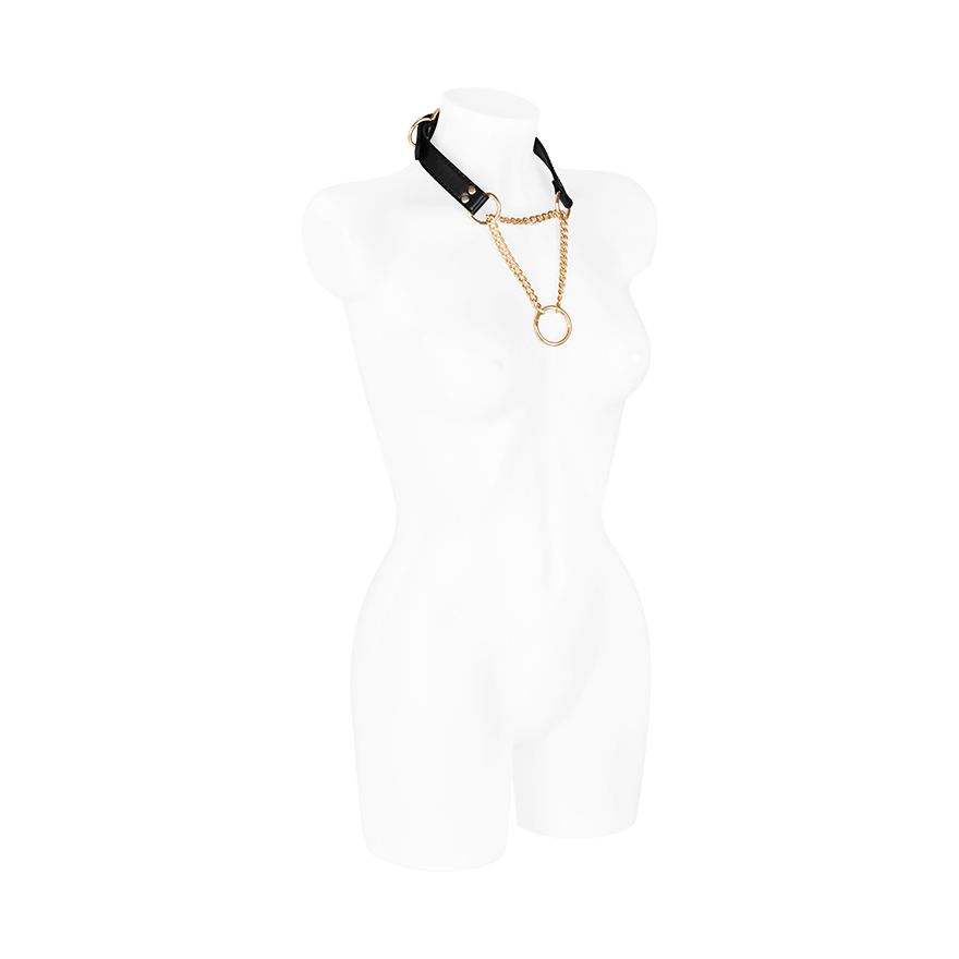 Lederhalsband mit Kette und O-Ring BDSM online kaufen