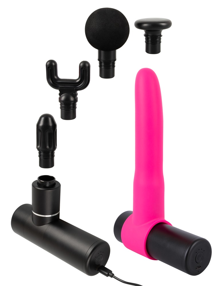 Massagegerät „Sex & Massage Gun“ mit 4 Aufsätzen plus Silikon-Dildo Vibrator online kaufen Massagegerät „Sex & Massage Gun“ mit 4 Aufsätzen plus Silikon-Dildo Vibrator online kaufen