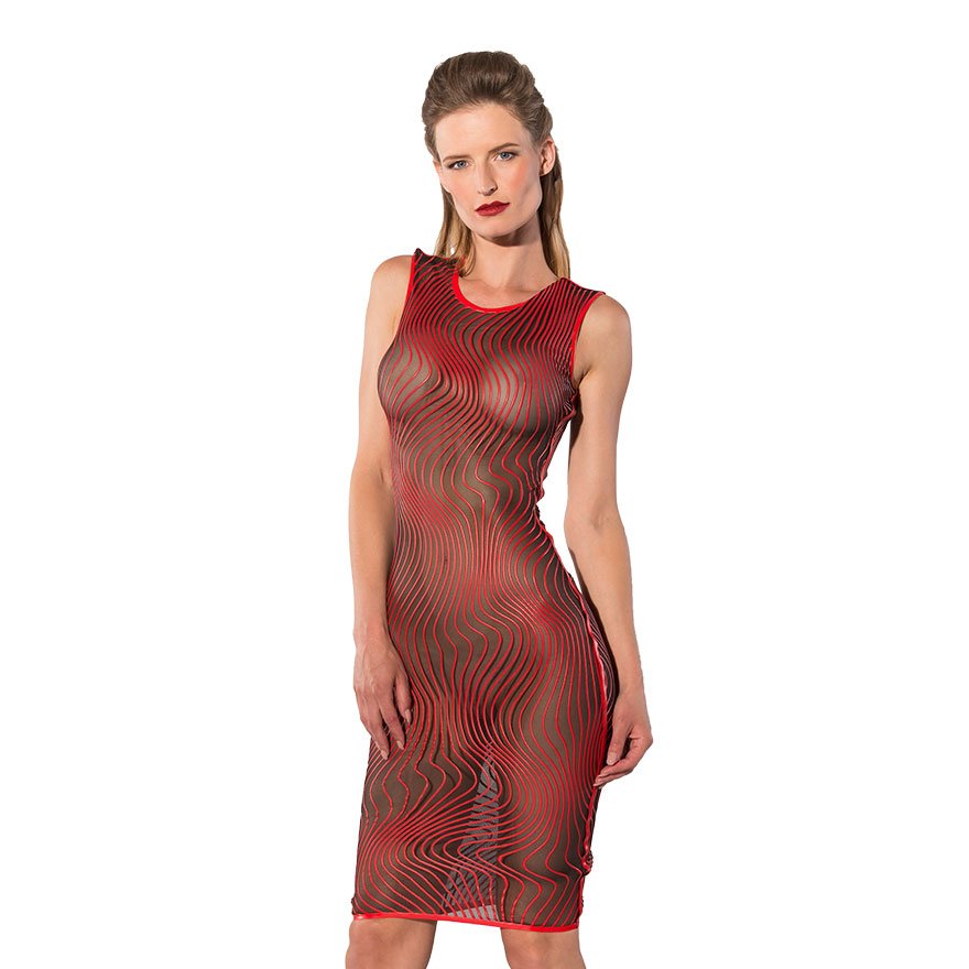 Midi-Kleid mit Latex-Streifen Dessous online kaufen