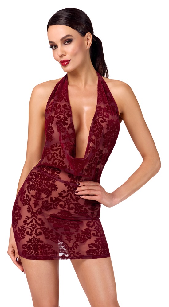 Minikleid „Kink Royal“ mit Samtflockprint-Ornamenten Dessous online kaufen