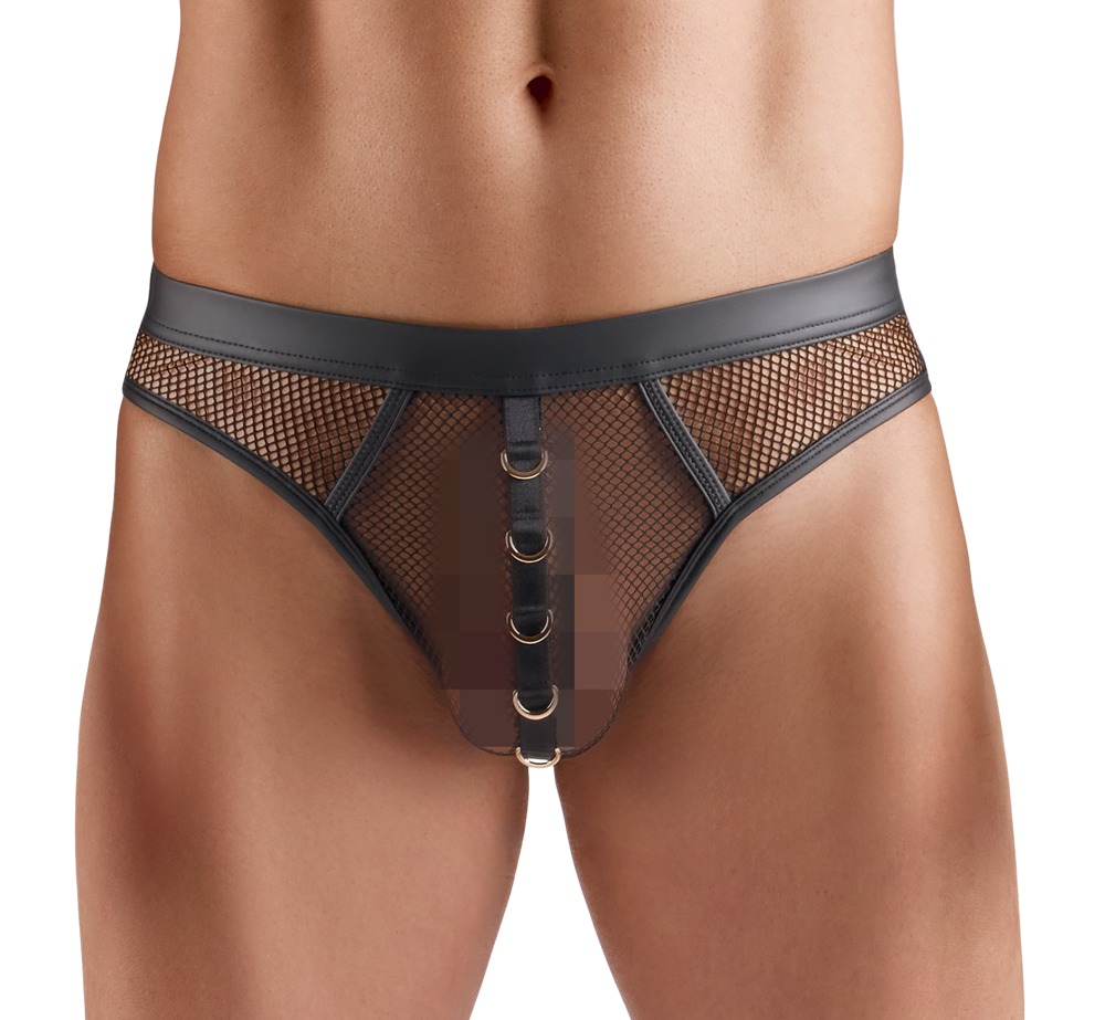 Netz-String mit stylischen Wetlook-Details Dessous online kaufen