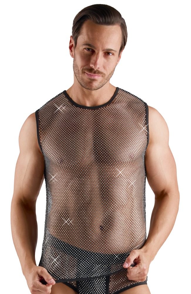 Netzshirt mit Glitzersteinen Dessous online kaufen