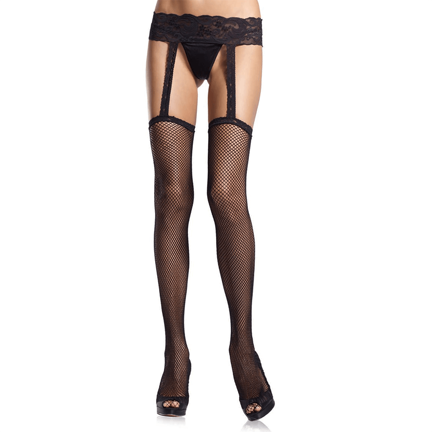 Netzstrümpfe mit Spitzen Strapsgürtel Dessous online kaufen