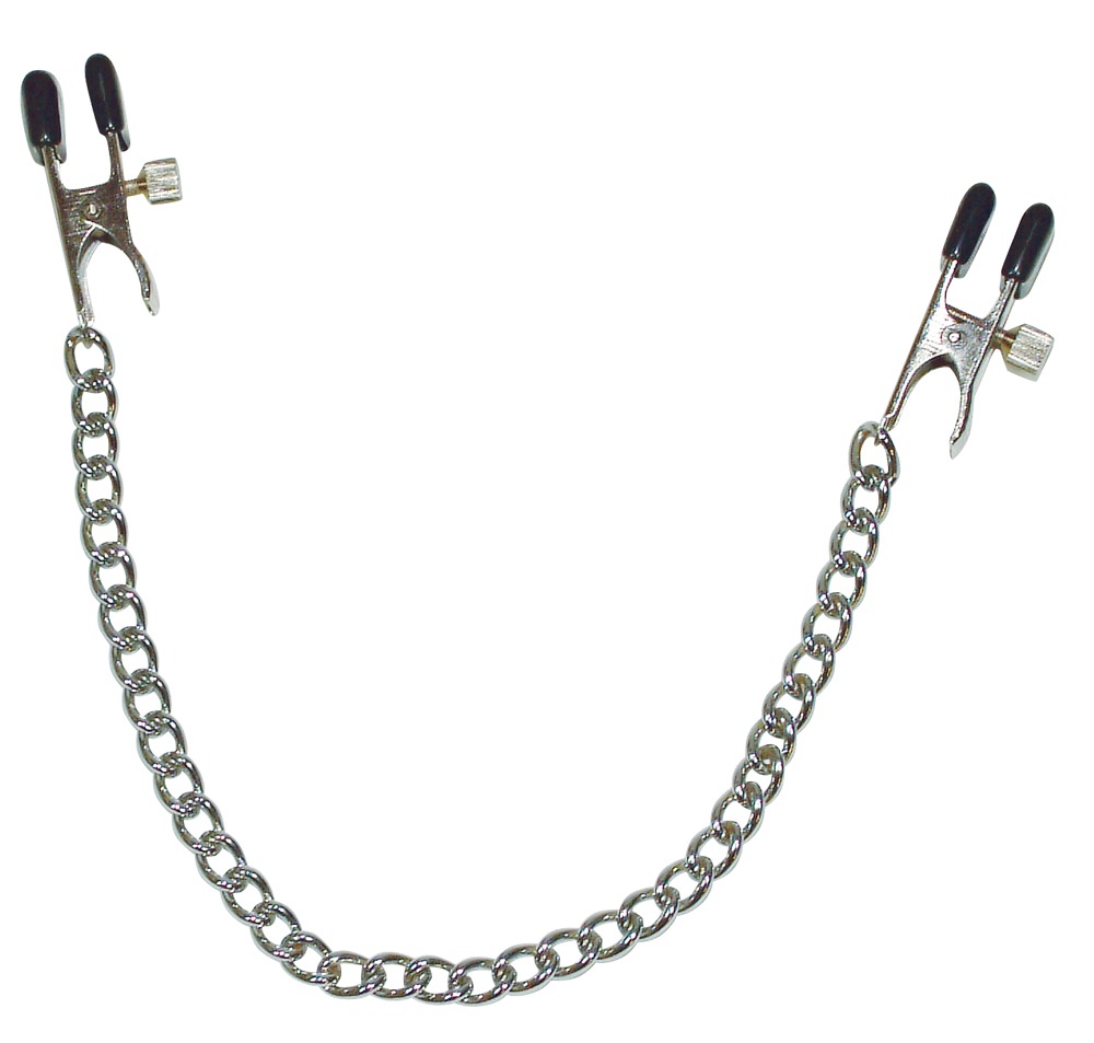 Nippelklammern mit Metallkette, 30 cm Fetisch online kaufen Nippelklammern mit Metallkette, 30 cm Fetisch online kaufen