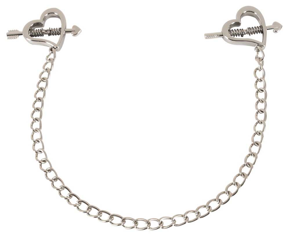 Nippelklemmen „Heart shaped nipple clamps“ mit Kette Fetisch online kaufen