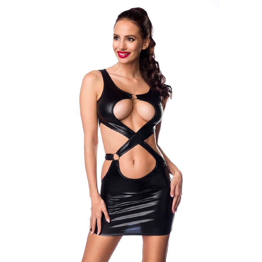 Raffiniertes Wetlook-Minikleid Dessous online kaufen Raffiniertes Wetlook-Minikleid Dessous online kaufen