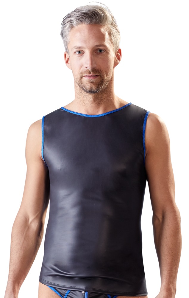 Shirt im schwarzen Mattlook mit Kontrastfarbe Royalblau Dessous online kaufen Shirt im schwarzen Mattlook mit Kontrastfarbe Royalblau Dessous online kaufen