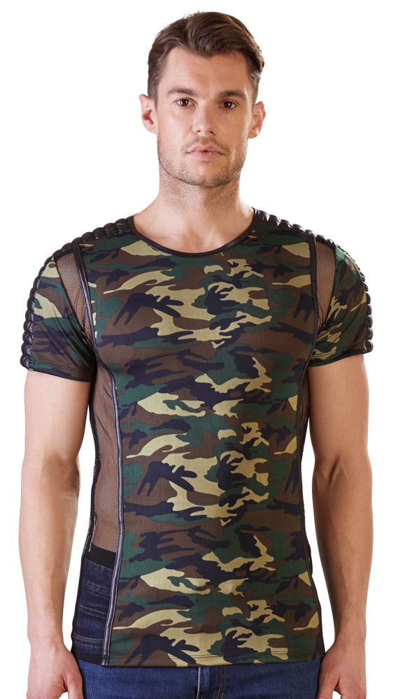Shirt mit Camouflage-Print und Netz-/Mattlook-Details Dessous online kaufen