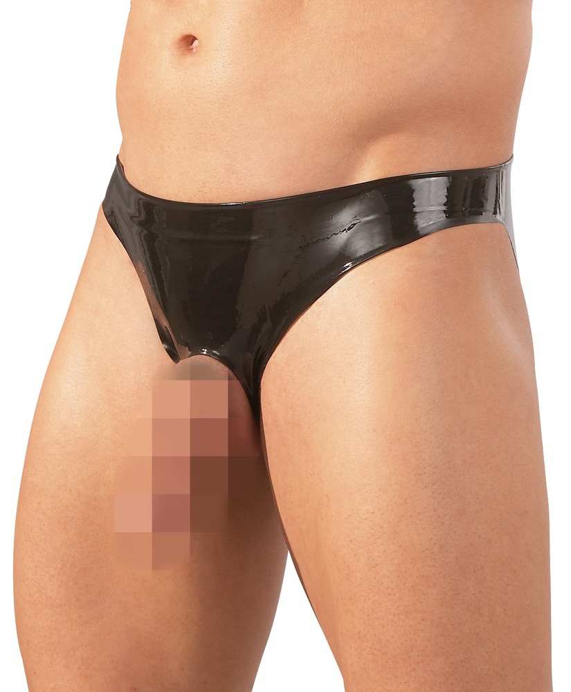 Slip mit Showmaster-Öffnung für Penis und Hoden, Latex Dessous online kaufen