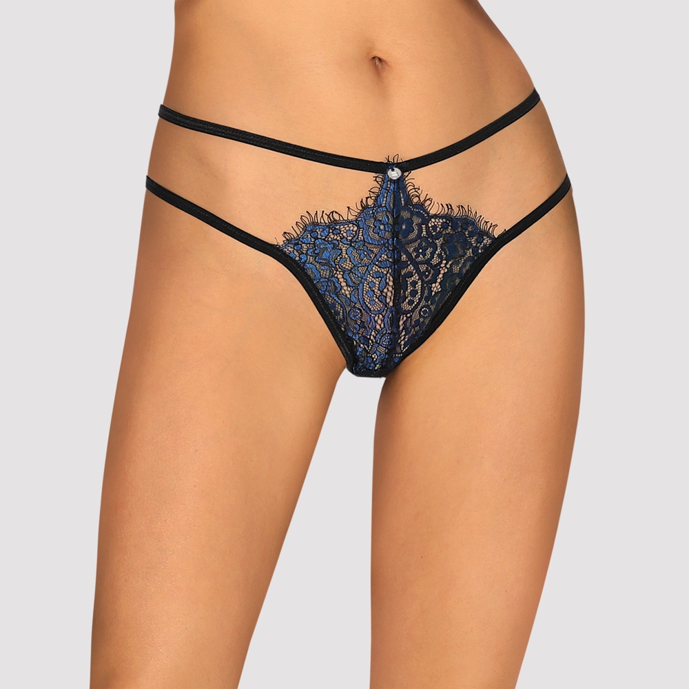 String „Yassmyne“ aus blauer Wimpernspitze Dessous online kaufen