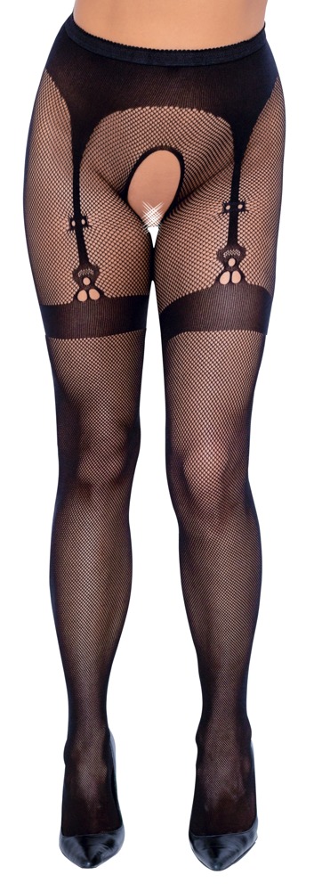 Strumpfhose ouvert aus feinem Netz, hinten mit Naht Dessous online kaufen