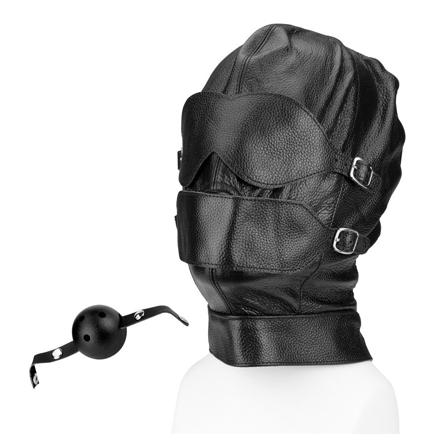 Variable Leder-Maske mit Knebel BDSM online kaufen