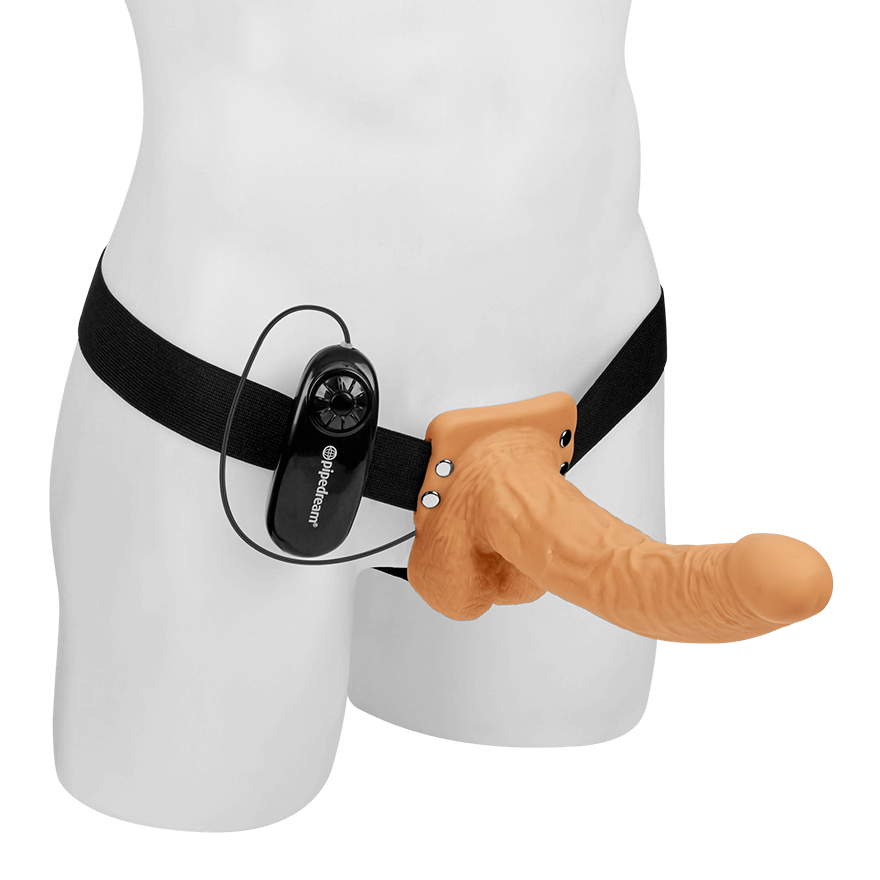 Vibrating Hollow Strap-On with Balls, 25 cm Sex-Spielzeuge online kaufen
